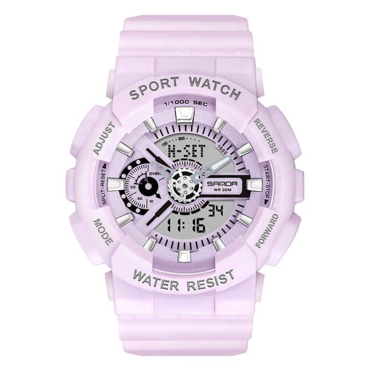 SANDA Outdoor Leisure Waterproof Multifunctional Luminous Electronic Watch(Sand Incense Purple Men)