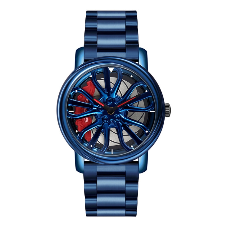 SANDA P1057 Men Skeleton Quartz Steel Strap Personalized Watch(Blue)