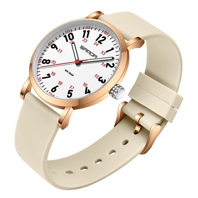 SANDA Quartz Watch Simple Temperament Casual Women Watch(Khaki)