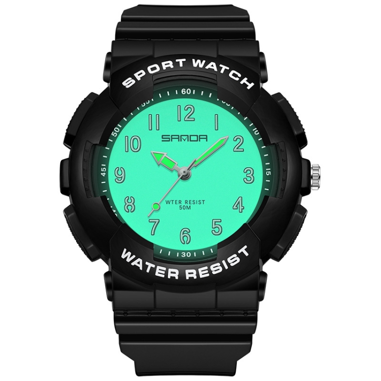 SANDA Small Fresh Digital All-match Waterproof Luminous Student Watch(Black White)