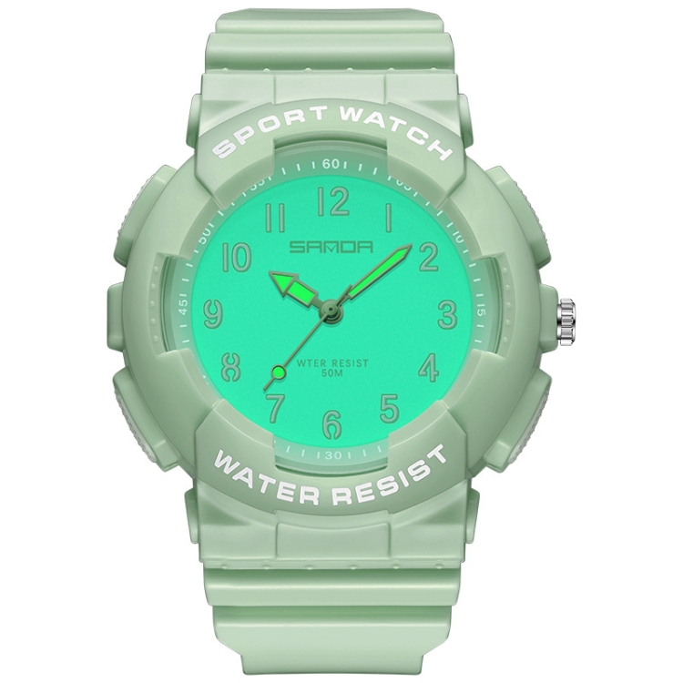SANDA Small Fresh Digital All-match Waterproof Luminous Student Watch(Matcha Green)
