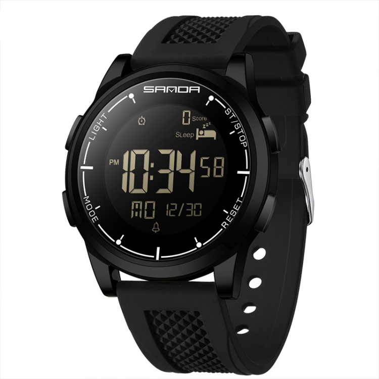 SANDA Student Sports Watch Calorie Counting Electronic Watch Sleep Monitoring Smart Watch(Black)