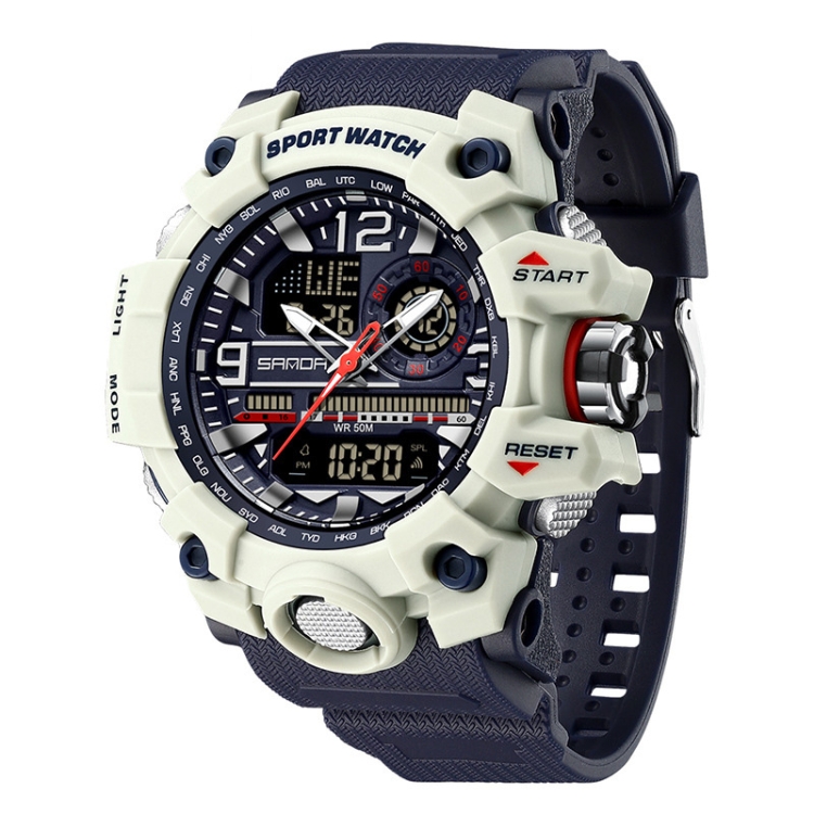SANDA Student Teenager Electronic Watch Multi-functional Wristwatch(3133 Blue Gray)