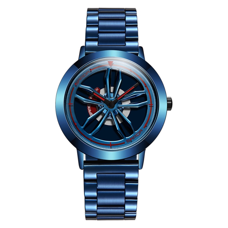 SANDA1009 Watch Man Student Casual Waterproof Steel Band Watch Man(Blue)
