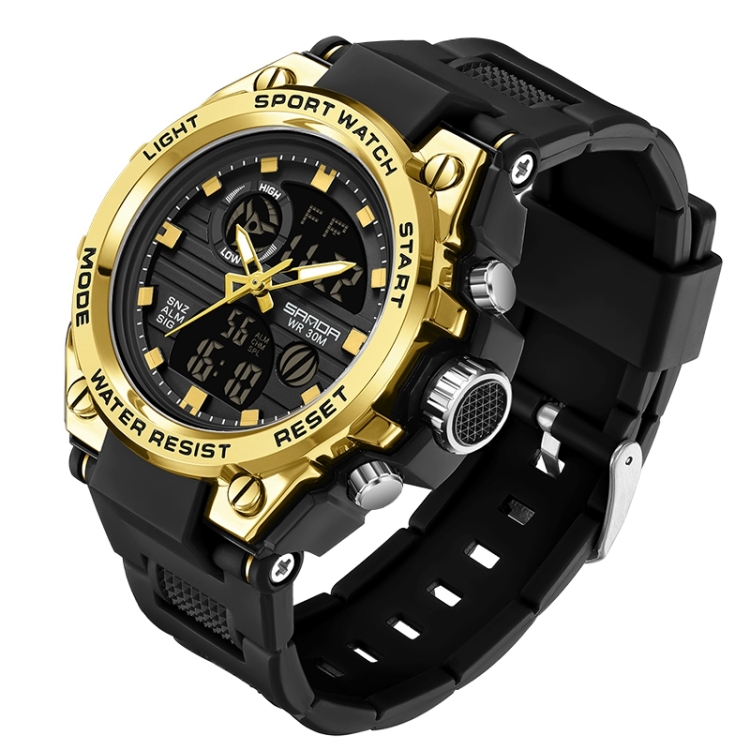 SANDA739  Watch Plate Chao Male Watch Male Student Fashion Trend Multi Functional Digital Waterproof Electronic Meter(Gold)