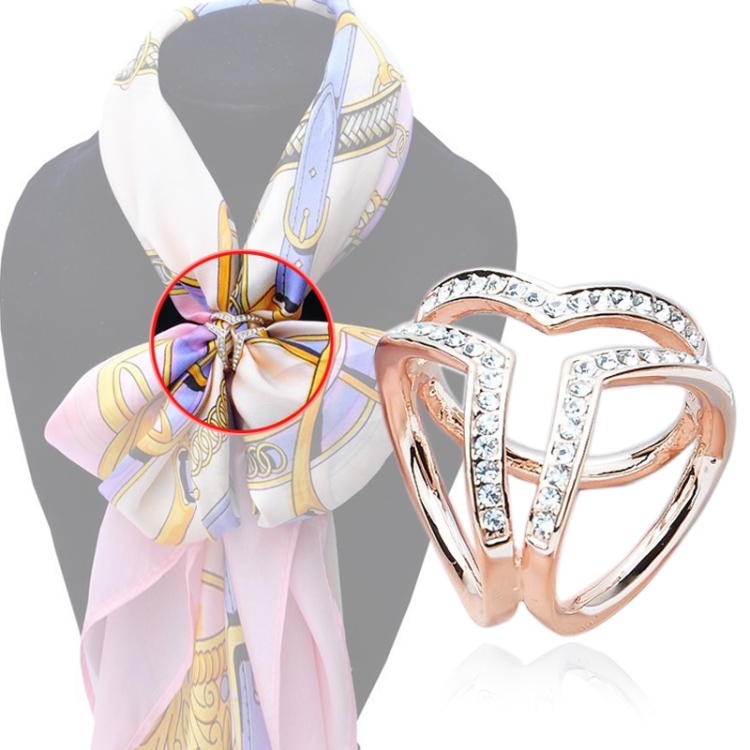 Scarf Buckle Accessories Brooch Simple Three Square Crystal Shawl(Gold)