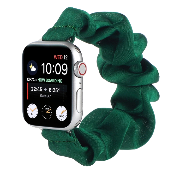 Scarf Hair Tie Watch Band For Apple Watch Series 9&8&7 41mm / SE 3&SE 2&6&SE&5&4 40mm / 3&2&1 38mm(Dark Green)