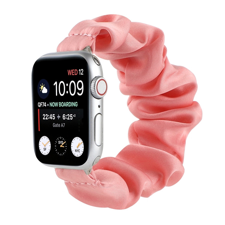 Scarf Hair Tie Watch Band For Apple Watch Series 9&8&7 41mm / SE 3&SE 2&6&SE&5&4 40mm / 3&2&1 38mm(Dark Pink)