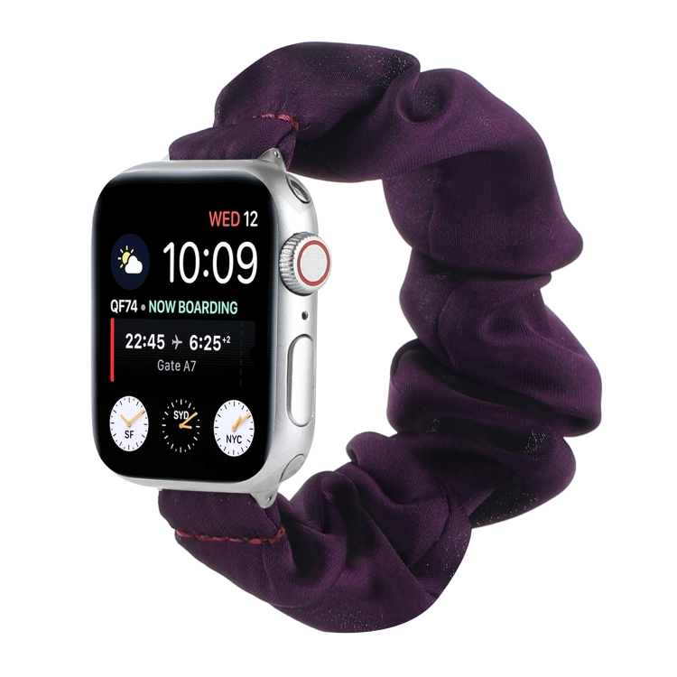 Scarf Hair Tie Watch Band For Apple Watch Ultra 49mm&Watch Ultra 2 49mm / Series 9&8&7 45mm / SE 3&SE 2&6&SE&5&4 44mm / 3&2&1 42mm(Dark Purple)