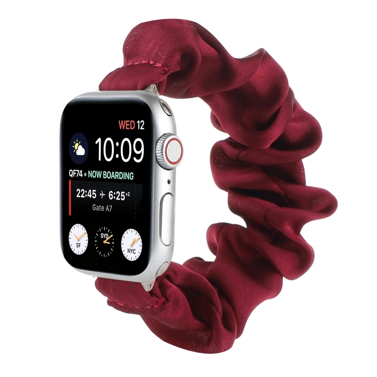 Scarf Hair Tie Watch Band For Apple Watch Ultra 49mm&Watch Ultra 2 49mm / Series 9&8&7 45mm / SE 3&SE 2&6&SE&5&4 44mm / 3&2&1 42mm(Red Wine)