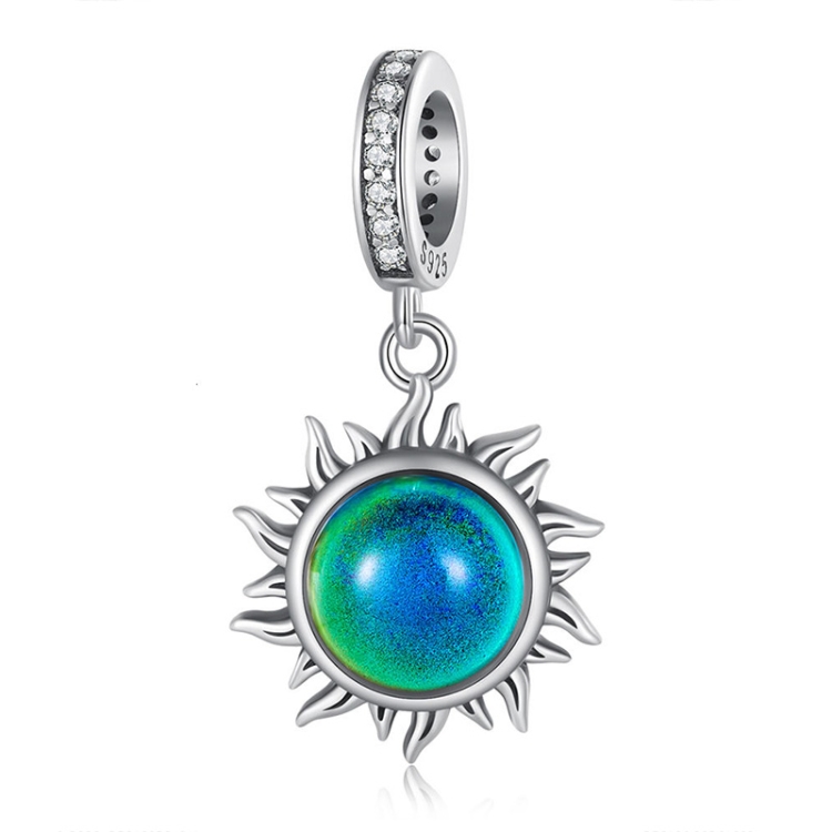SCC2005-CF Sterling Silver S925 Zircon Temperature Sensitive Discoloration Sun Shape Pendant Accessories