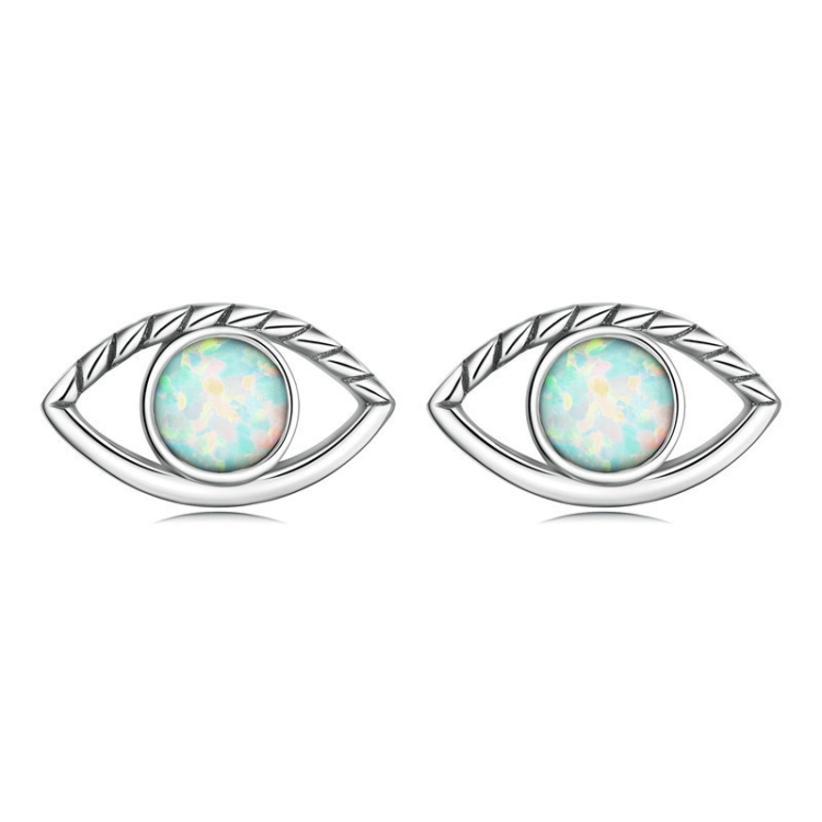 SCE1540 Sterling Silver S925 Opal Hollow Devil Eye Stud Earrings
