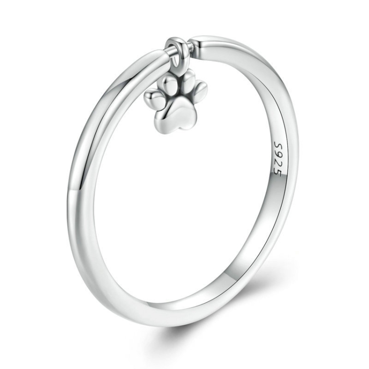 SCR892 Sterling Silver S925 Cute Animal Dog Paw Print Movable Ring(No.6)