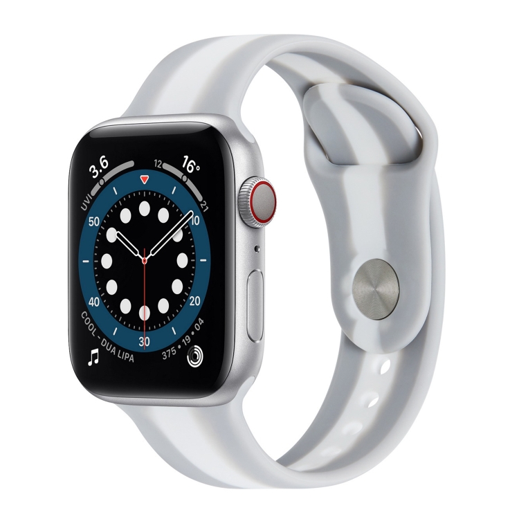 Secondary Color Silicone Watch Band For Apple Watch Ultra 49mm&Watch Ultra 2 49mm / Series 9&8&7 45mm / SE 3&SE 2&6&SE&5&4 44mm / 3&2&1 42mm(Light Grey)