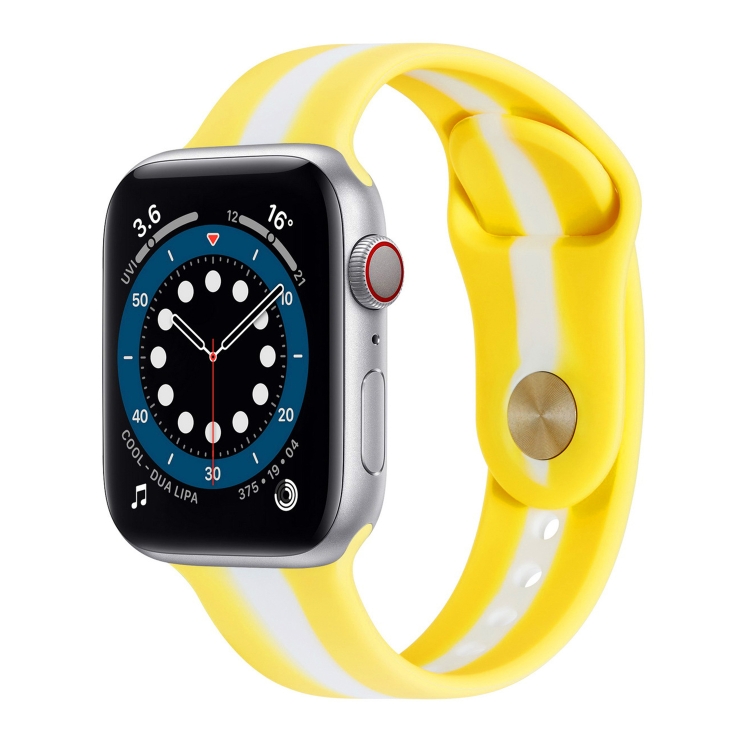 Secondary Color Silicone Watch Band For Apple Watch Ultra 49mm&Watch Ultra 2 49mm / Series 9&8&7 45mm / SE 3&SE 2&6&SE&5&4 44mm / 3&2&1 42mm(Yellow)