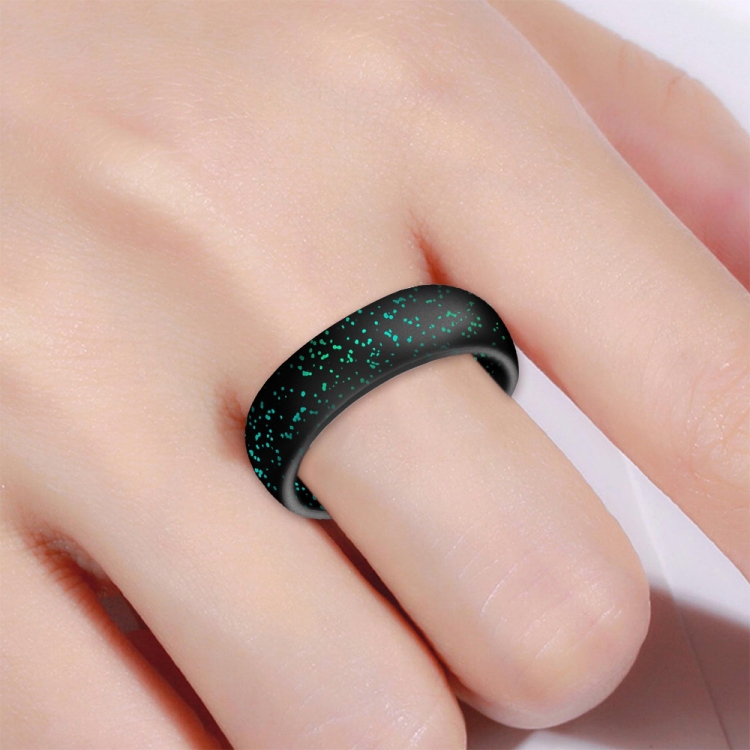 SH100 5.7mm Wide Silicone Ring Glitter Couple Ring No.10(Black and green)
