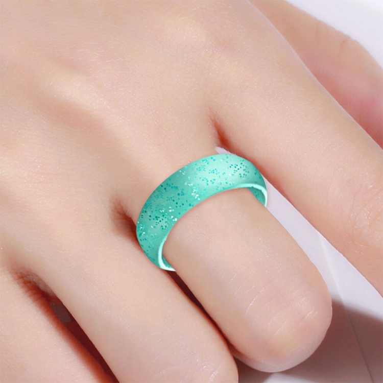SH100 5.7mm Wide Silicone Ring Glitter Couple Ring No.10(Blue flashes)