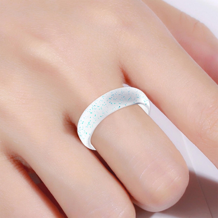 SH100 5.7mm Wide Silicone Ring Glitter Couple Ring No.10(Transparent flashing blue)