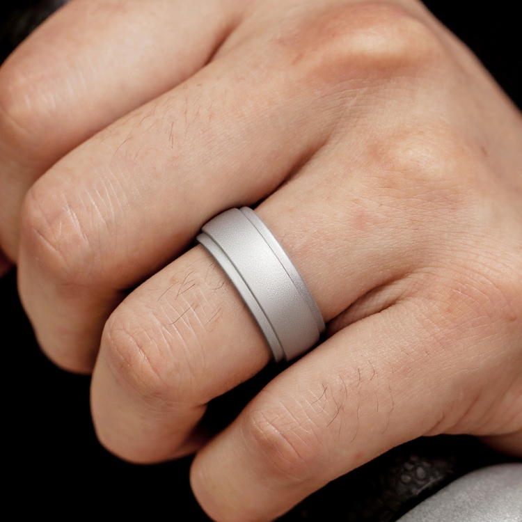 SH800-140 8mm Wide Curved Radian Step Silicone Ring No.13(Light Gray)