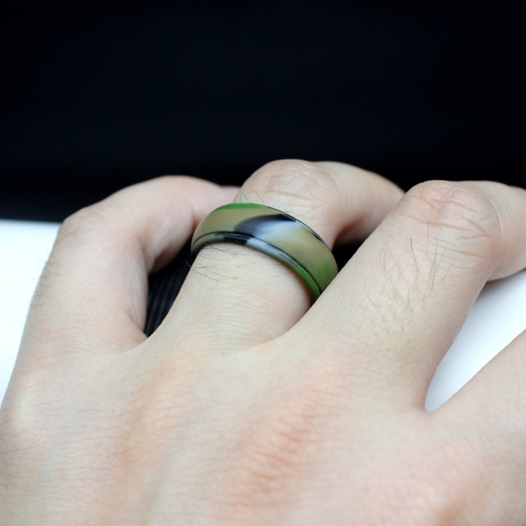 SH800-140 8mm Wide Curved Radian Step Silicone Ring No.7(Camouflage Green)