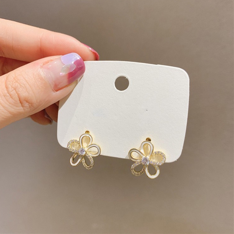 Shell Double Layer Earrings with Diamond Earrings, Color: EH1357
