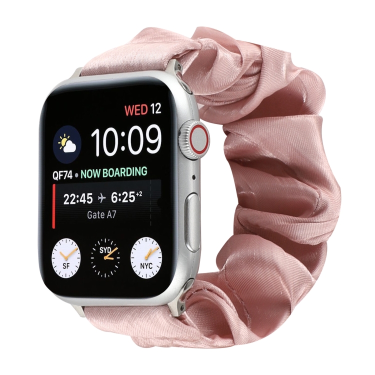 Shell Pattern Hair Ring Cloth Watch Band For Apple Watch Series 7 45mm / 6 & SE & 5 & 4 44mm / 3 & 2 & 1 42mm(Pink)