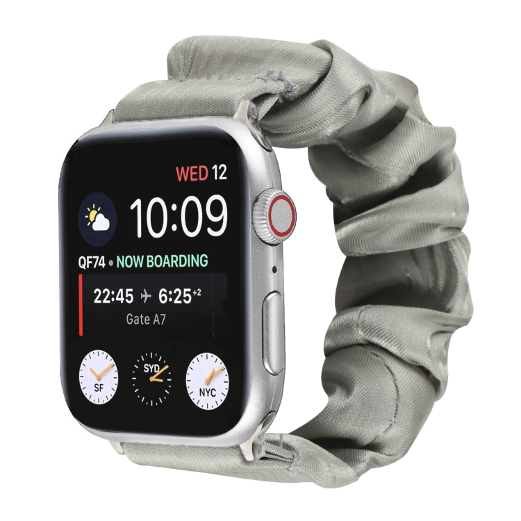 Shell Pattern Hair Ring Cloth Watch Band For Apple Watch Series 9&8&7 41mm / SE 3&SE 2&6&SE&5&4 40mm / 3&2&1 38mm(Grey)