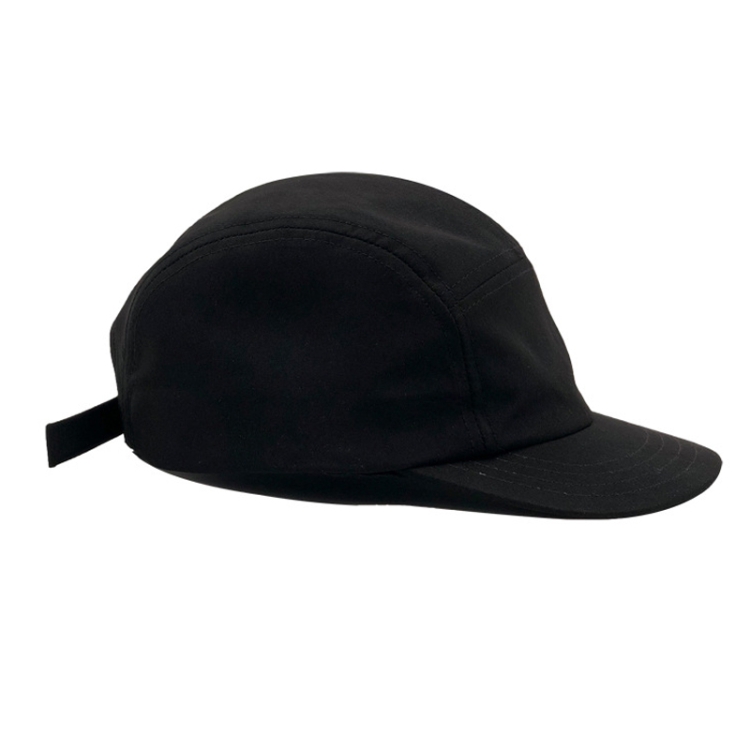 Short Brim Hat Solid Color Skateboard Flat Brim Five-Piece Hat, Size:One Size(Black)