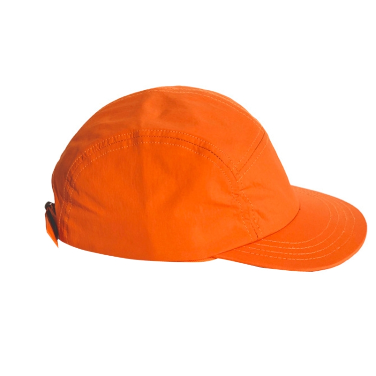 Short Brim Hat Solid Color Skateboard Flat Brim Five-Piece Hat, Size:One Size(Orange)