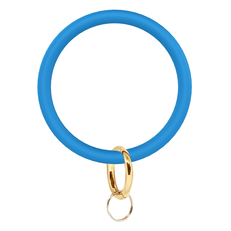 SiB005 Large Round Silicone Bracelet Keychain Outdoor Sports Silicone Bracelet(Water Lake Blue)
