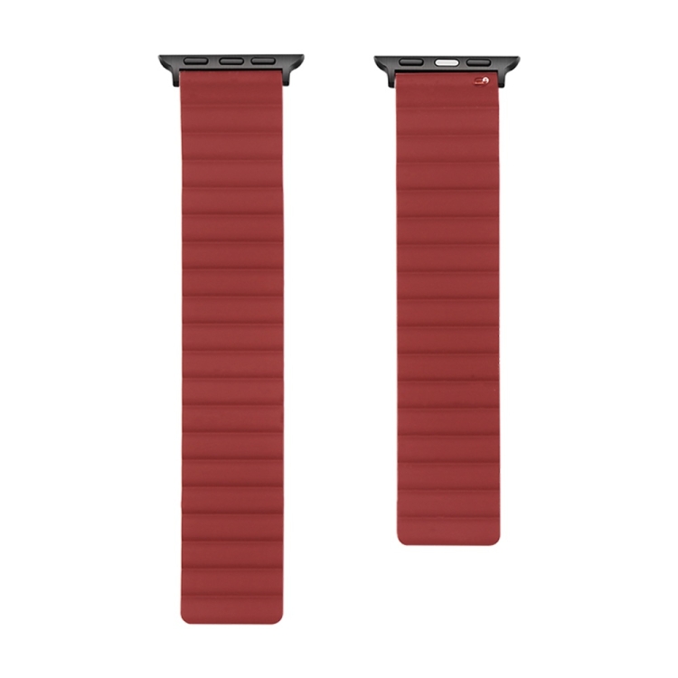 Silicone Magnetic Watch Band For Apple Watch Series 7 45mm / 6 & SE & 5 & 4 44mm / 3 & 2 & 1 42mm(Red)