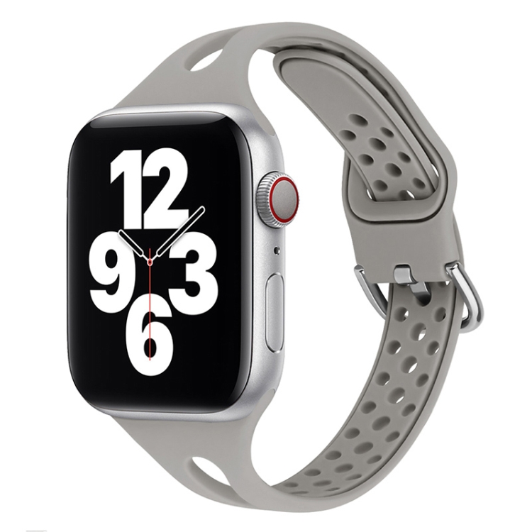 Silicone Watch Band For Apple Watch Series 9&8&7 41mm / SE 3&SE 2&6&SE&5&4 40mm / 3&2&1 38mm(Gray)