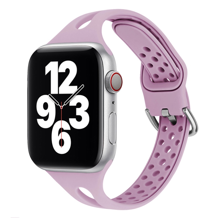 Silicone Watch Band For Apple Watch Series 9&8&7 41mm / SE 3&SE 2&6&SE&5&4 40mm / 3&2&1 38mm(Light Purple)