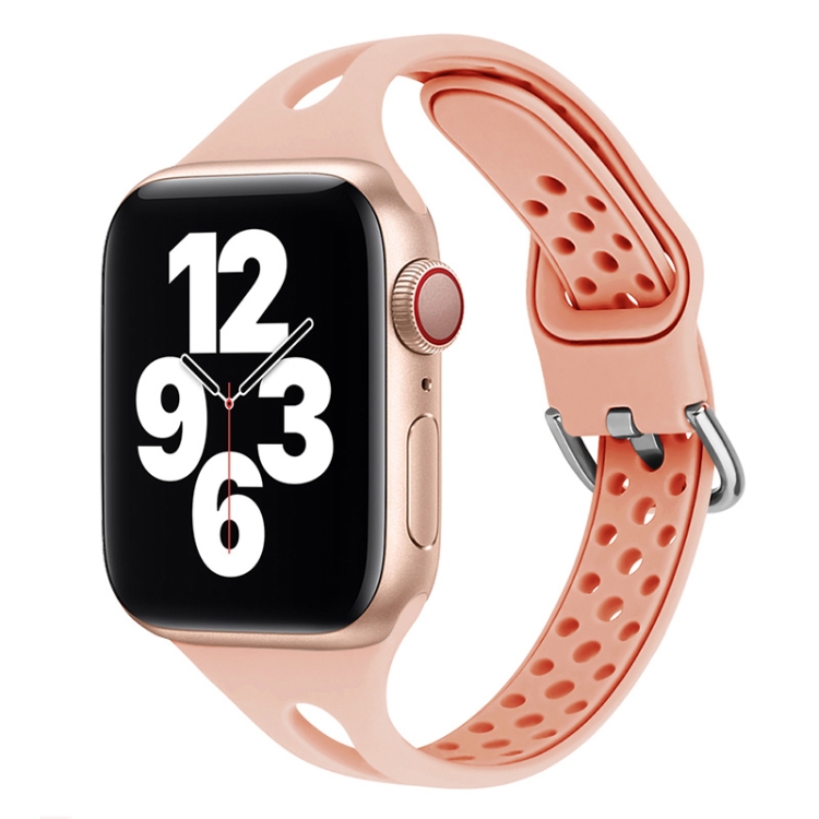 Silicone Watch Band For Apple Watch Series 9&8&7 41mm / SE 3&SE 2&6&SE&5&4 40mm / 3&2&1 38mm(Pink Sand)