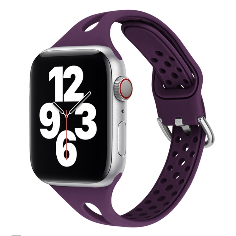 Silicone Watch Band For Apple Watch Ultra 49mm&Watch Ultra 2 49mm / Series 9&8&7 45mm / SE 3&SE 2&6&SE&5&4 44mm / 3&2&1 42mm(Dark Purple)
