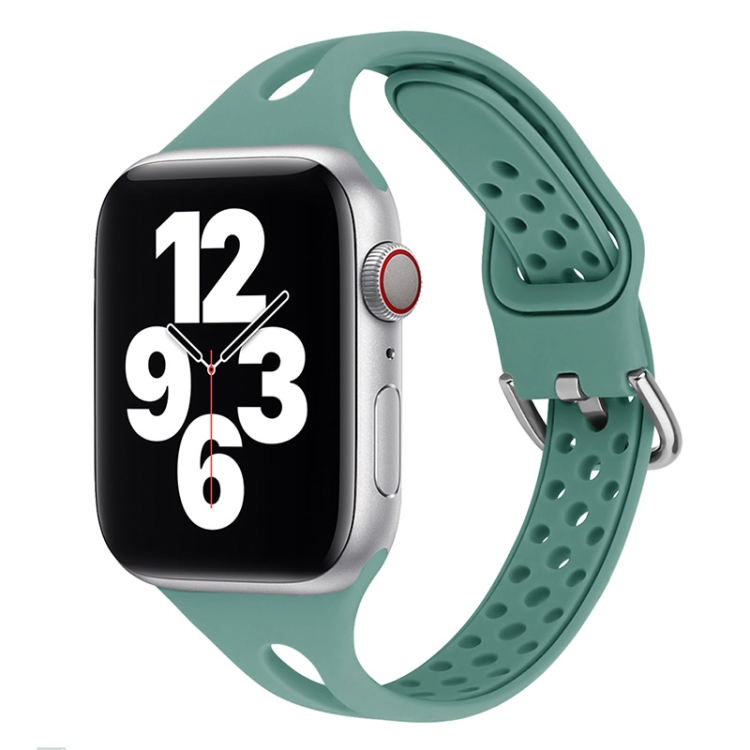 Silicone Watch Band For Apple Watch Ultra 49mm&Watch Ultra 2 49mm / Series 9&8&7 45mm / SE 3&SE 2&6&SE&5&4 44mm / 3&2&1 42mm(Pine Needle Green)