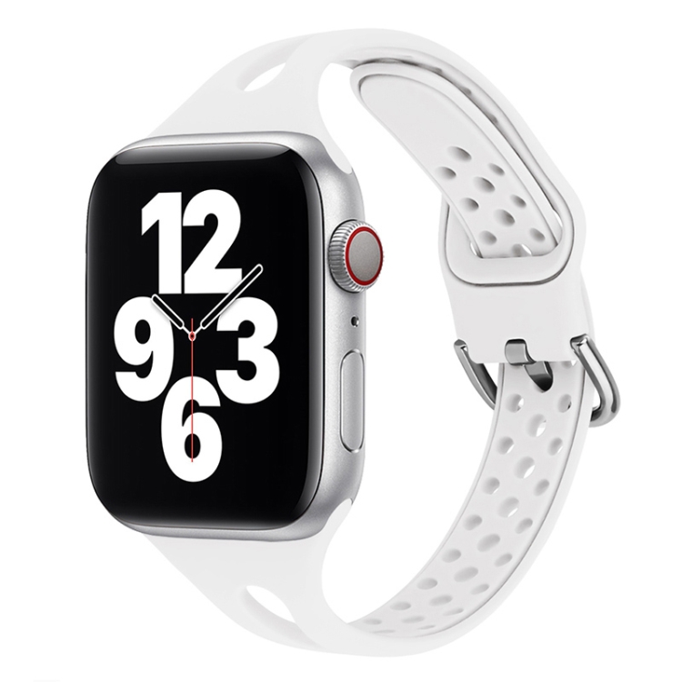 Silicone Watch Band For Apple Watch Ultra 49mm&Watch Ultra 2 49mm / Series 9&8&7 45mm / SE 3&SE 2&6&SE&5&4 44mm / 3&2&1 42mm(White)