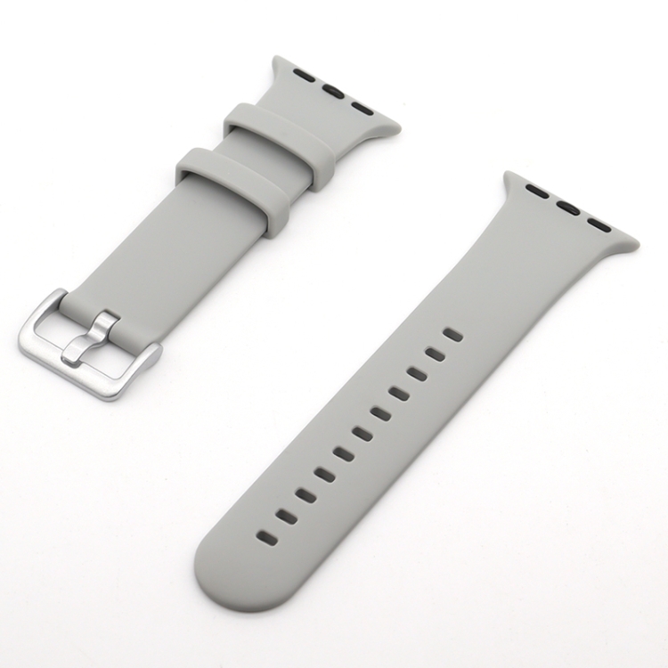 Silver Buckle Silicone Watch Band For Apple Watch Ultra 49mm&Watch Ultra 2 49mm / Series 9&8&7 45mm / SE 3&SE 2&6&SE&5&4 44mm / 3&2&1 42mm(Grey)