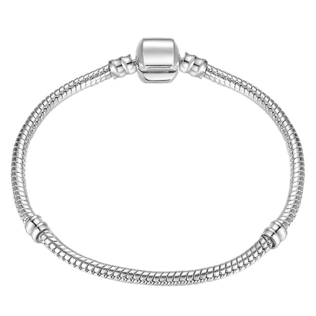 Silver Snake Chain Link Bracelet, Length:18cm(Silver Plated)