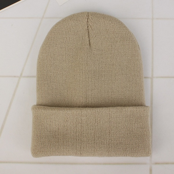 Simple Solid Color Warm Pullover Knit Cap for Men / Women(Beige)