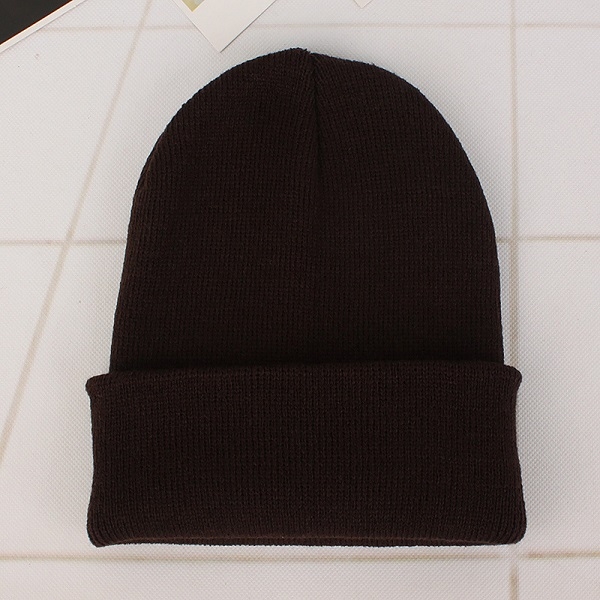 Simple Solid Color Warm Pullover Knit Cap for Men / Women(Dark coffee)