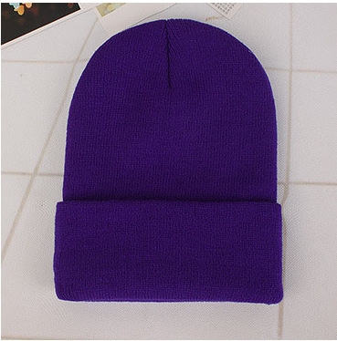 Simple Solid Color Warm Pullover Knit Cap for Men / Women(Dark purple)