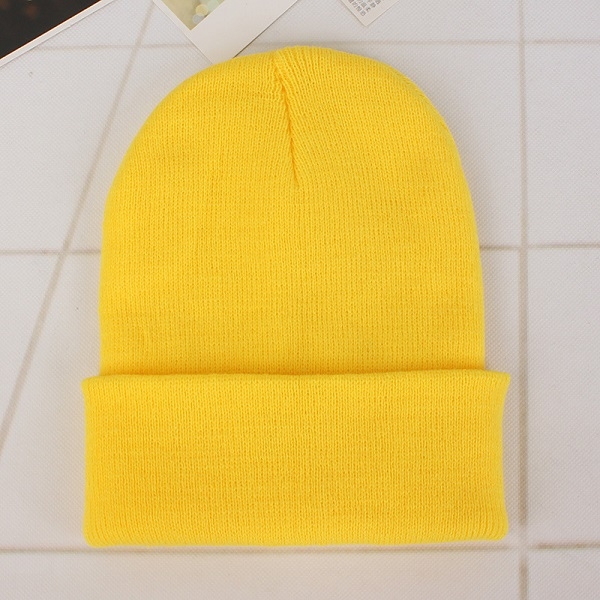 Simple Solid Color Warm Pullover Knit Cap for Men / Women(Light yellow)