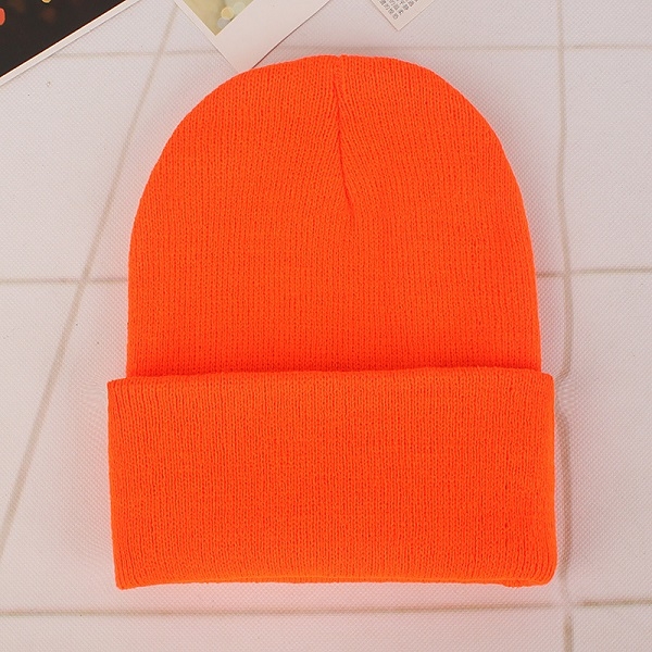 Simple Solid Color Warm Pullover Knit Cap for Men / Women(Orange)