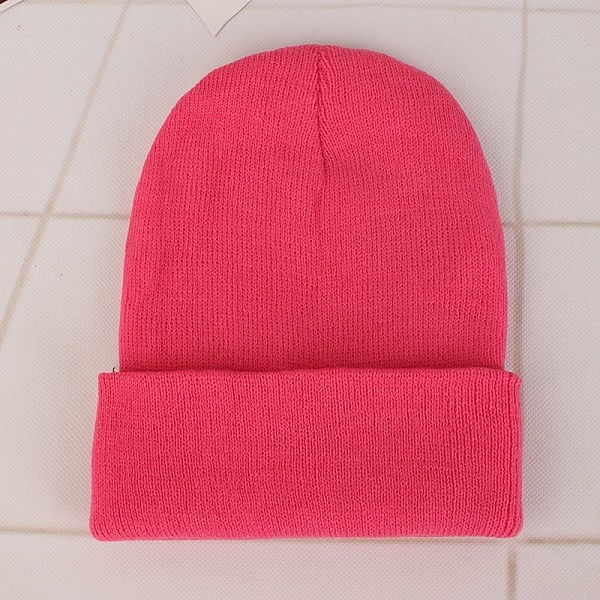 Simple Solid Color Warm Pullover Knit Cap for Men / Women(Peach red)