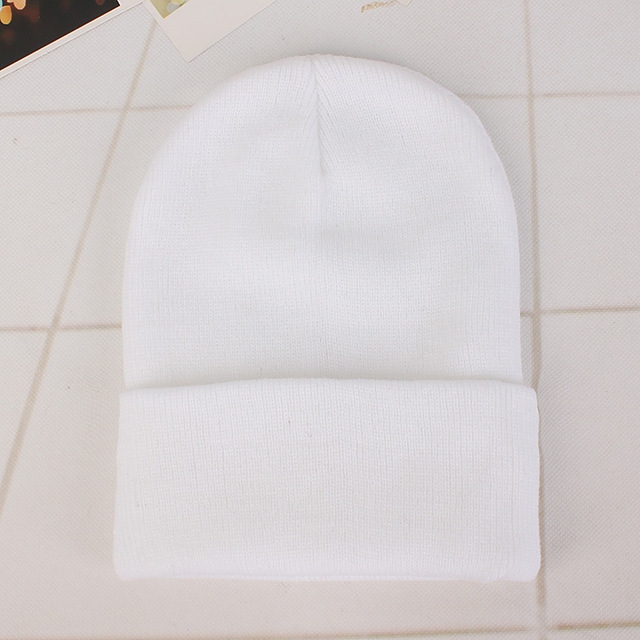 Simple Solid Color Warm Pullover Knit Cap for Men / Women(White)