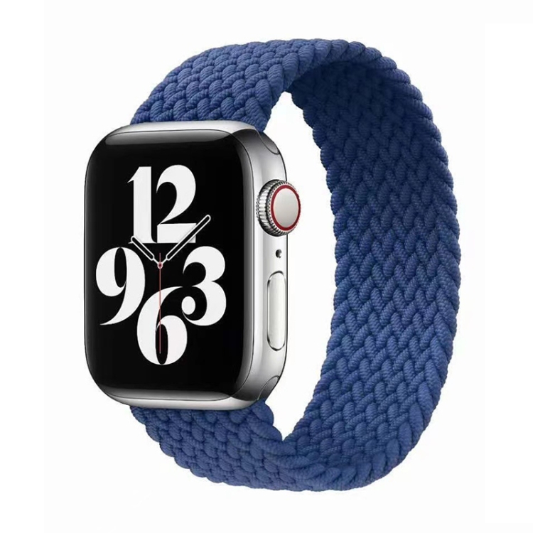 Single-turn Nylon Woven Watch Band For Apple Watch Ultra 49mm&Watch Ultra 2 49mm / Series 9&8&7 45mm / SE 3&SE 2&6&SE&5&4 44mm / 3&2&1 42mm, Size:L(Blue)