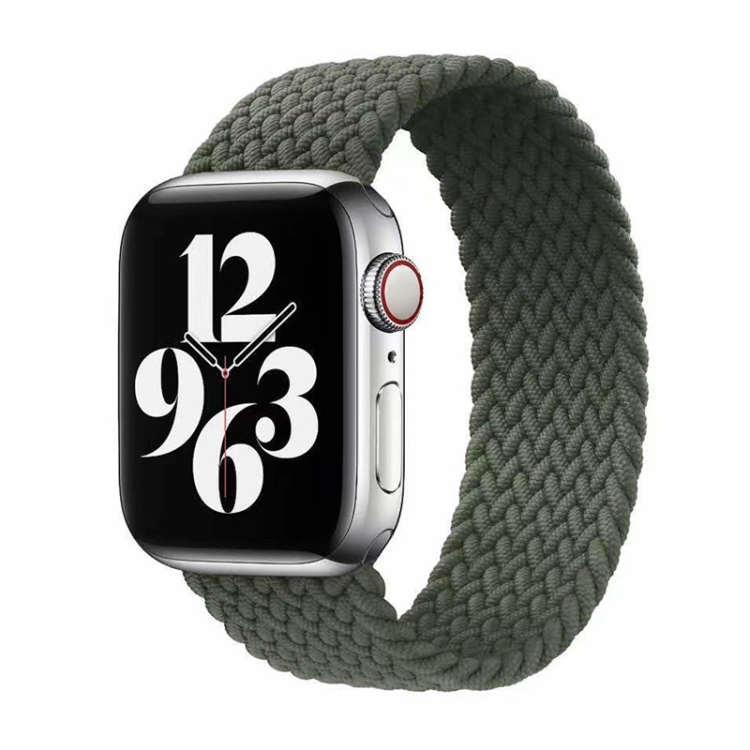 Single-turn Nylon Woven Watch Band For Apple Watch Ultra 49mm&Watch Ultra 2 49mm / Series 9&8&7 45mm / SE 3&SE 2&6&SE&5&4 44mm / 3&2&1 42mm, Size:M(Green)