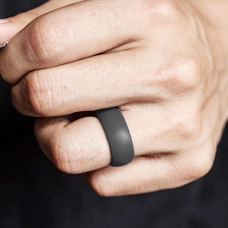 SiR013 8.7mm Curved Outdoor Sports Silicone Ring, Size: No.10(Dark Gray)