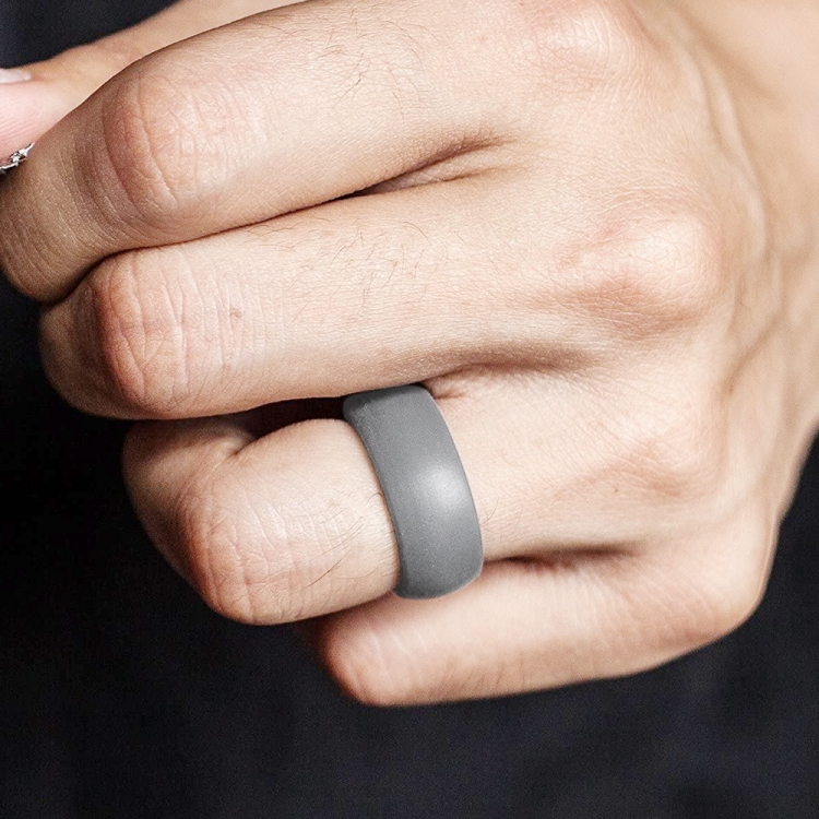 SiR013 8.7mm Curved Outdoor Sports Silicone Ring, Size: No.10(Light Grey)